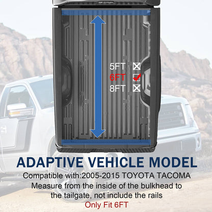 Solidspare Fit 2005-2015 Toyota Tacoma 6FT 72" Soft Roll-Up Truck Bed Tonneau Cover w/ Lamp