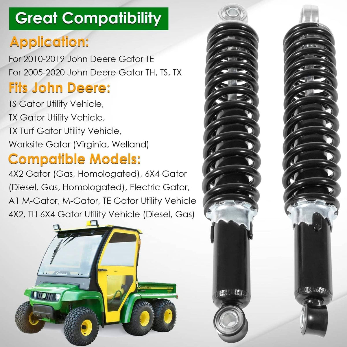 Solid Spare 2* AM129514 Front Left & Right Shocks Absorber for John Deere Gator TE TH TS TX
