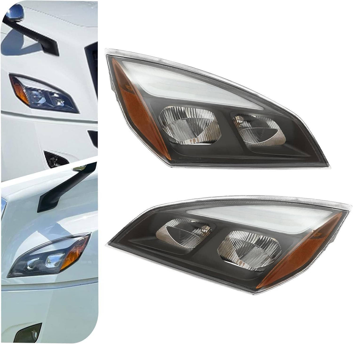 Solidspare Left & Right Full LED Headlights Headlamps For 2018-2022 Freightliner Cascadia