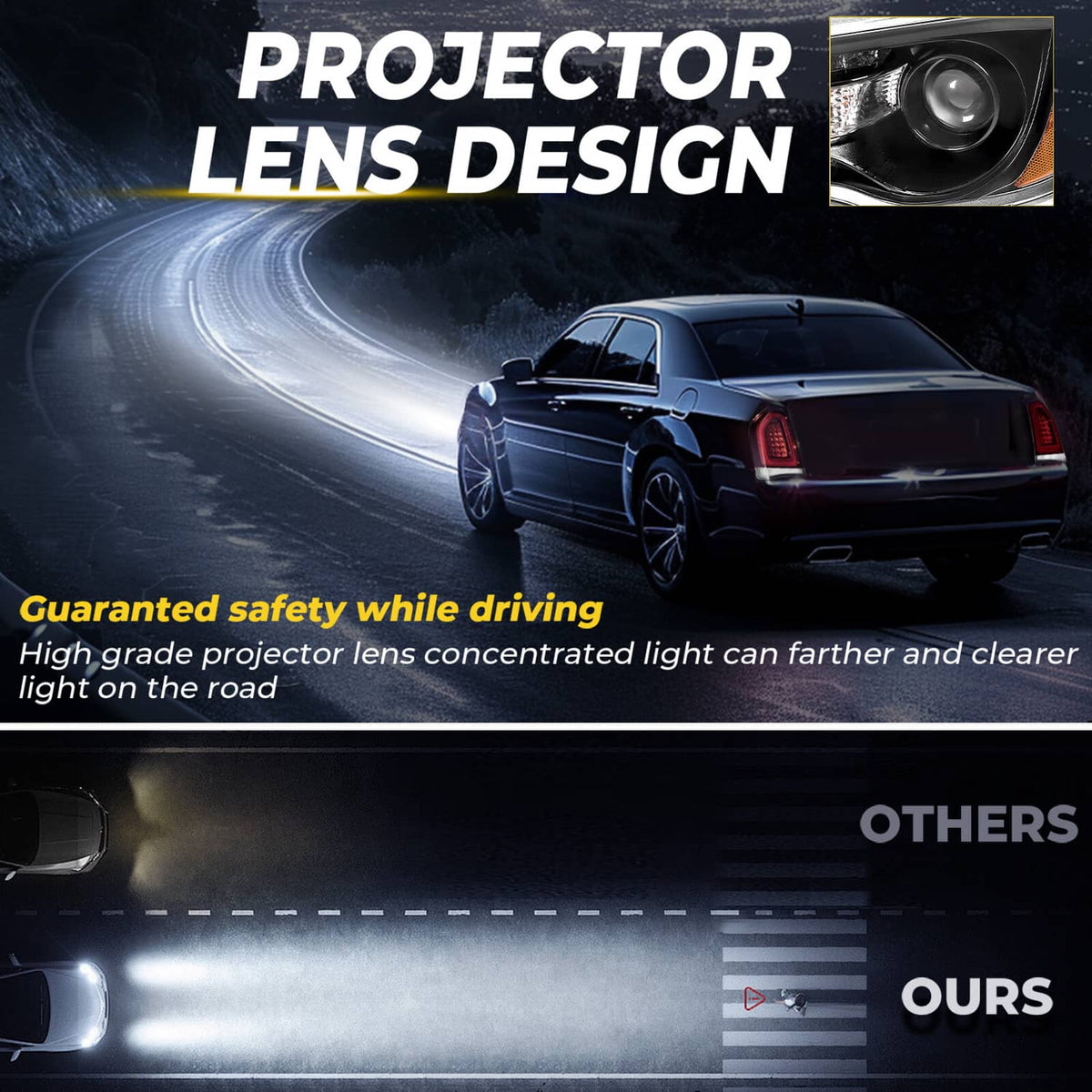 Solid Spare Passenger Projector Headlight Clear Lens For Chrysler 300 2011-2023 #68085416AF