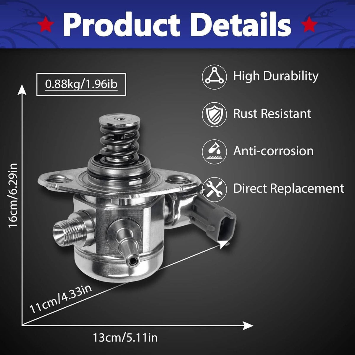 Solidspare High Pressure Fuel Pump for 2011-2016 Santa Fe Sonata Optima Sorento 2.0L 2.4L