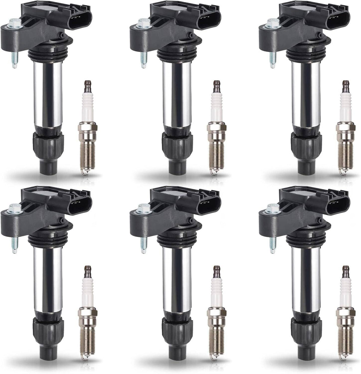 Solidspare 6Pcs Ignition Coil & Iridium Spark Plug Packs For Cadillac GMC Chevy Buick UF569