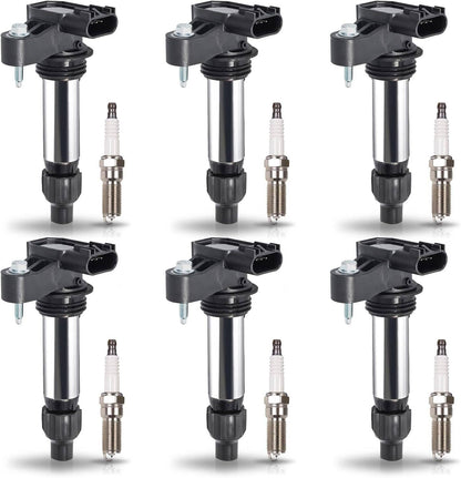 Solidspare 6Pcs Ignition Coil & Iridium Spark Plug Packs For Cadillac GMC Chevy Buick UF569