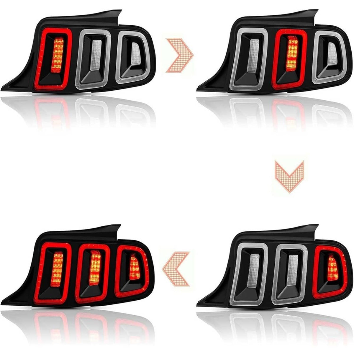 Solidspare For 2010-2014 Ford Mustang Full LED w/ Sequential Tail Lights Black Brake Lamps