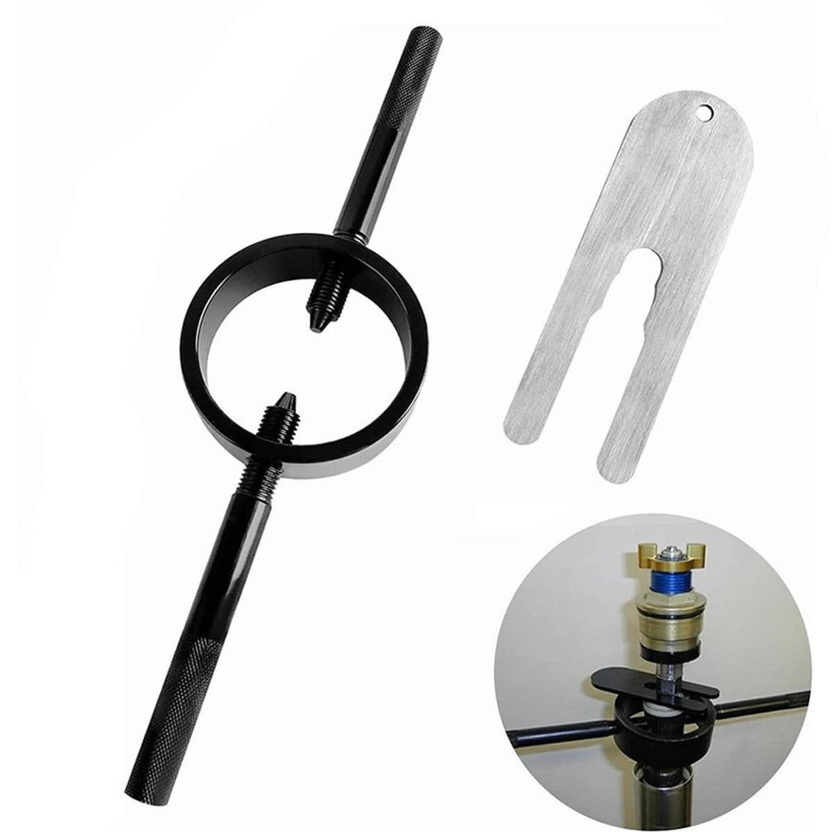 Solidspare Universal Motorcycle Fork Spring Compressor Tool and Fork Oil Level Tool Kit
