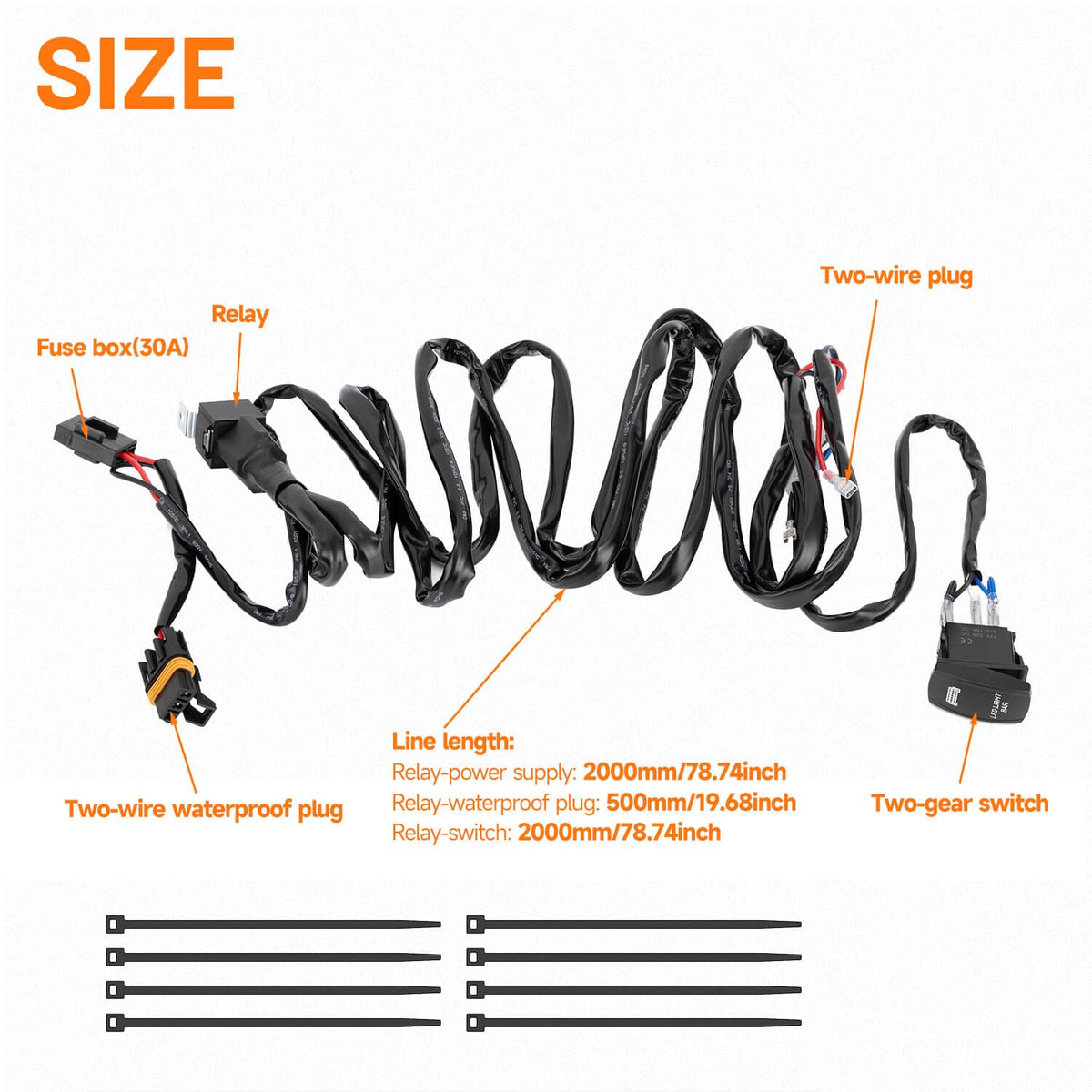 Solidspare For Polaris Ranger 570/900/1000 LED Light Bar Wiring Harness Rocker Switch Kit