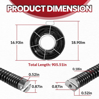 Solidspare 61630 Sectional Drain Cleaning Cable Kit, Replace for RIDGID A-62 7/8” Cable Kit