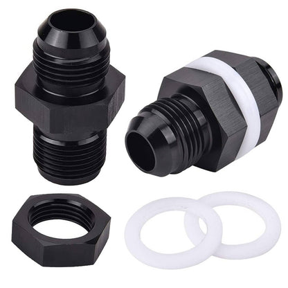 Solidspare 2Pcs -10AN AN10 Flare Fuel Cell Bulkhead Fitting With Teflon Washer Aluminum
