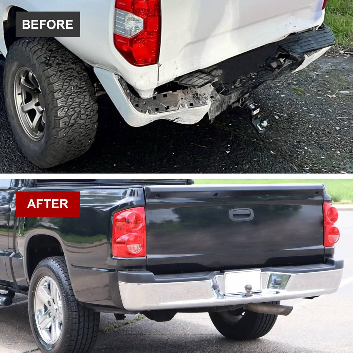 Solidspare Chrome Steel Rear Step Bumper Assembly for 2005-2011 Dodge Dakota Truck