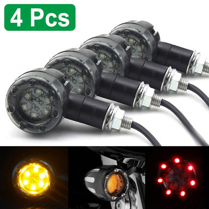 Solidspare 4x Universal Motorcycle LED Red Amber Turn Bike Signal Indicators Blinker Lights