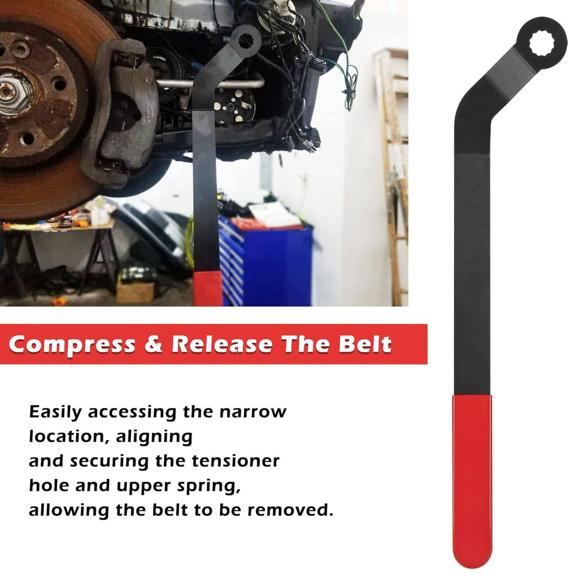 Solid Spare 1016 Serpentine Belt Wrench Tool Set for 2007 & Up Mini Cooper N12 N14 N16 & N18