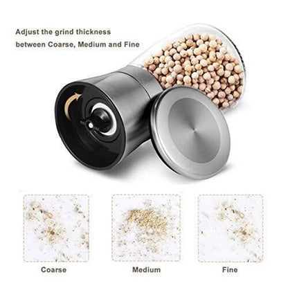 Solid Spare Salt and Pepper Grinder Set Refillable, Salt Pepper Grinder Shaker Stainless Ste