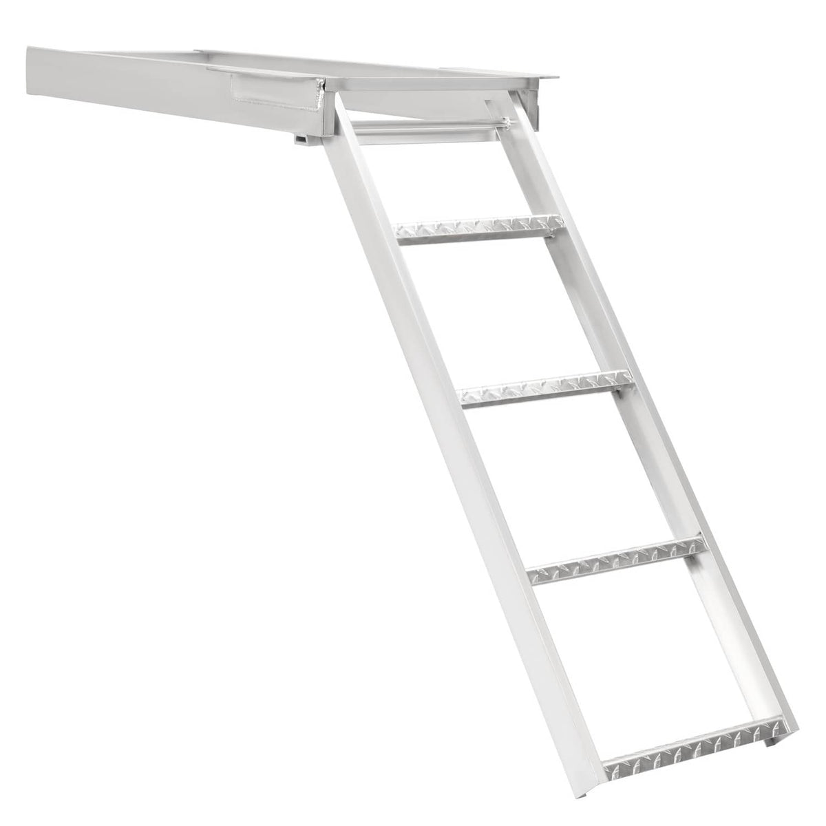 Solidspare 4 Step Pontoon Under Deck Boat Ladder Aluminum Under-Boat Mount , Silvery