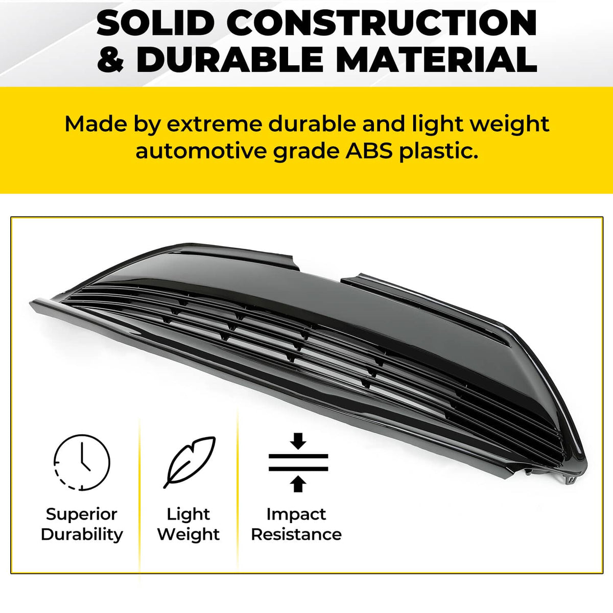 Solid Spare For 2017 2018 2019 Toyota Corolla L LE XLE Front Bumper Lower Grille Black Grill