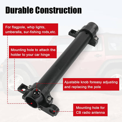 Solidspare Multi-Function Antenna Mount, Tailgate Flagpole Holder For Jeep Wrangler JK JL