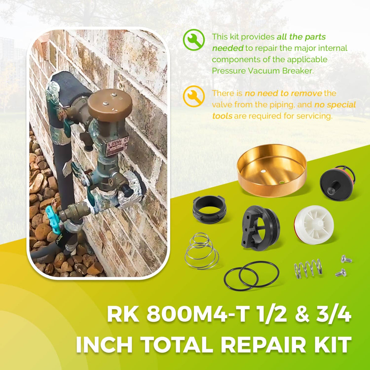 Solidspare Replace for Watts 0887727 1/2 3/4 Inch Pressure Vacuum Breaker Total Repair Kit