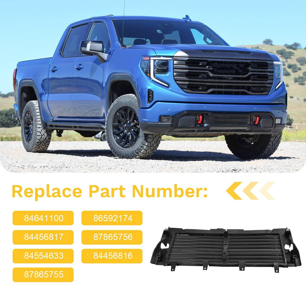 Solidspare Front Active Air Grille Shutter For 2019-2021 GMC Sierra 1500 W/Motor 84641100