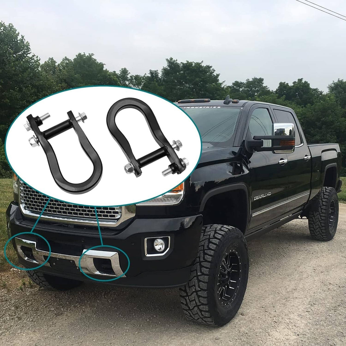 Solid Spare Pair Black Tow Hooks 84072463 For Chevrolet GMC Silverado Sierra 1500 2007-2019