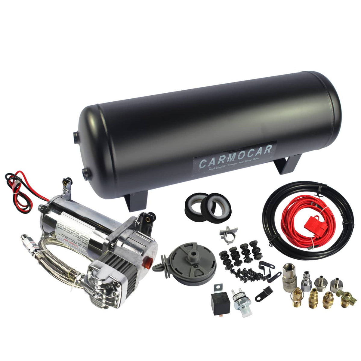Solidspare Medium Duty Onboard Air System 150 PSI Compressor 12V+2.5 Gallon Train/Air Horn