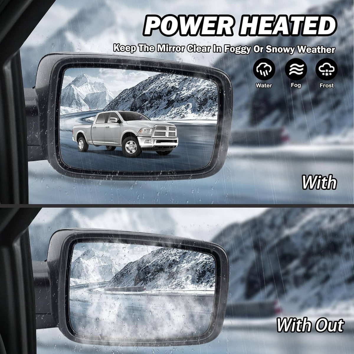 Solidspare For 2013-19 Dodge Ram 1500 Chrome Power Folding Heated Right Mirror & LED Signal