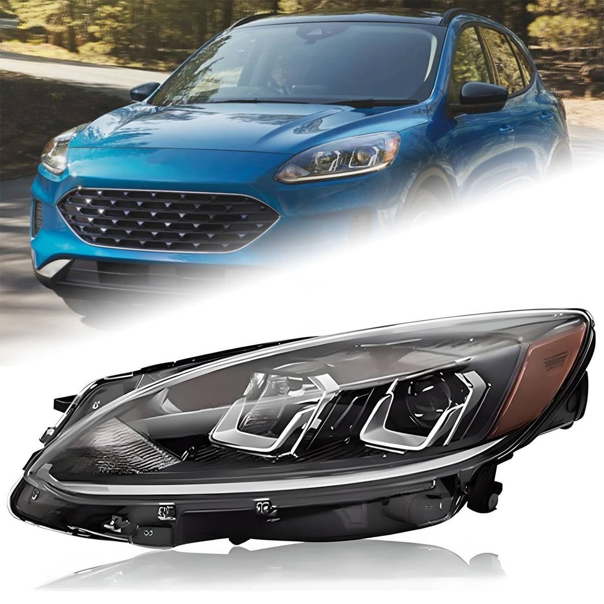Solidspare Left Driver Side Halogen Headlight Assy w/Bulb For Ford Escape 2020 2021 2022