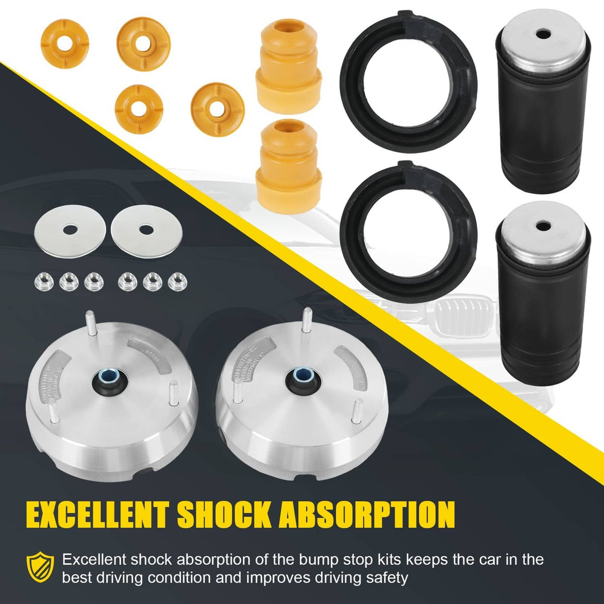 Solidspare Front Strut Shock Mount Support Upper Lower Bump Stop Kits Fit BMW X5 X6 E70 E71
