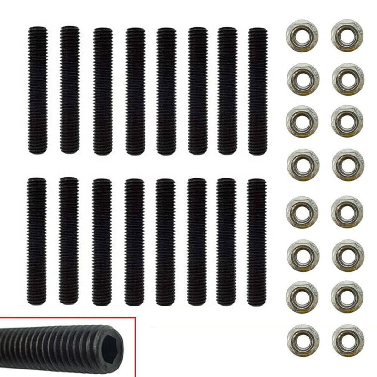Solidspare Carbon Steel Bolts Exhaust Manifold Header Stud Kit For Ford F150 4.6L/5.4L V8
