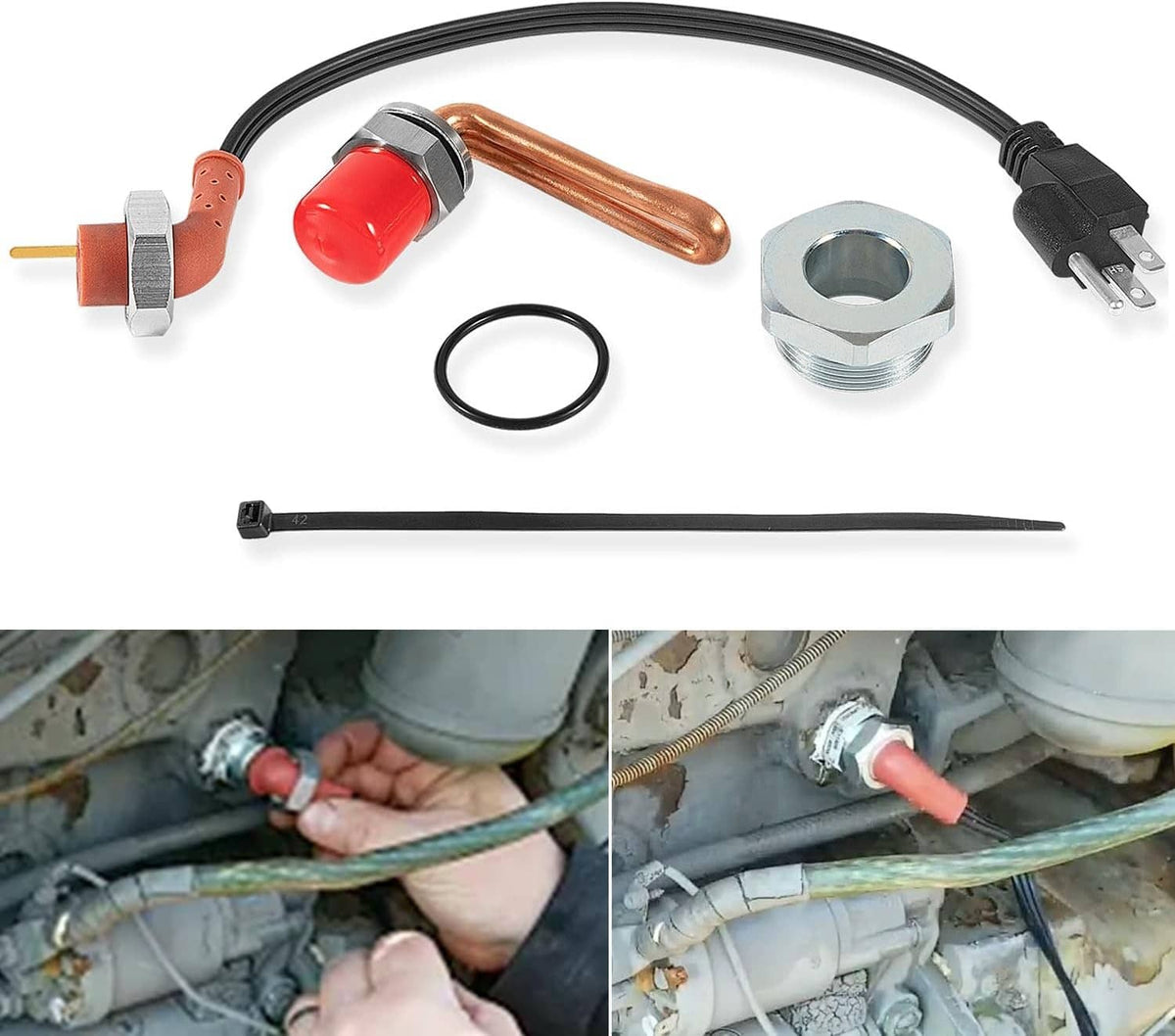Solidspare DZ102076 Engine Coolant Heater Kit for John Deere Tractors, Engine Block Heater