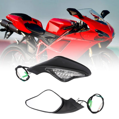 Solidspare Pair Rear View Mirrors W/ Turn Signals Fit For Ducati 1198 1198S 1198R 2009-2011