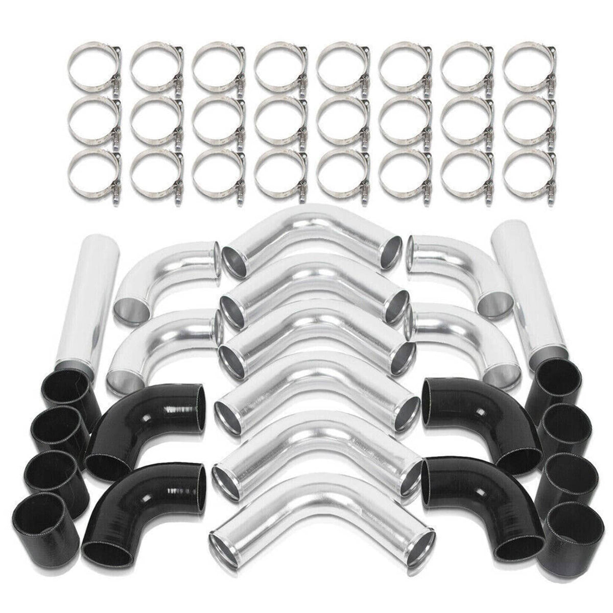 Solidspare Aluminum 12Pcs 3" Inch Intercooler Piping Kit w/Coupler + T-Clamps Universal