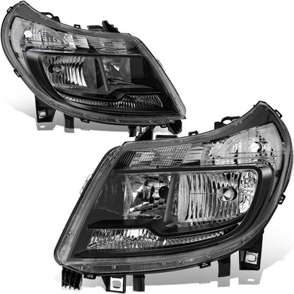Solidspare Black Left & Right Headlights w/DRL For 14-22 Dodge Ram ProMaster 1500 2500 3500
