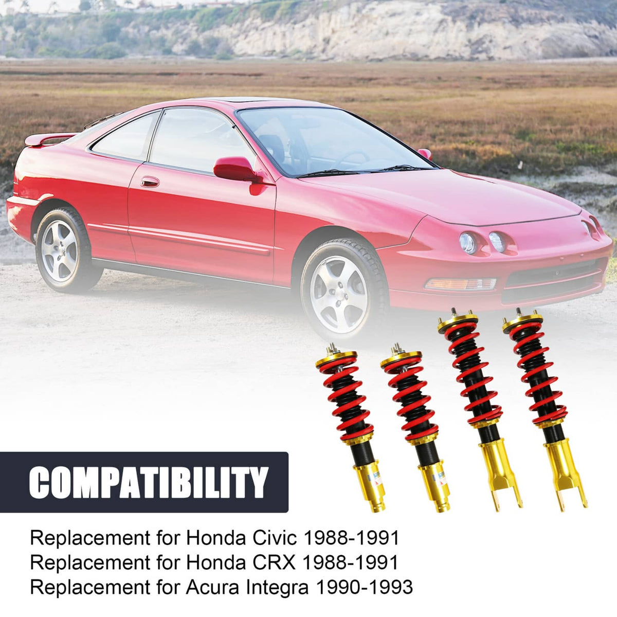 Solidspare Full Coilover Suspension Shocks FIT Honda Civic CRX 88-91 Acura Integra 90-93