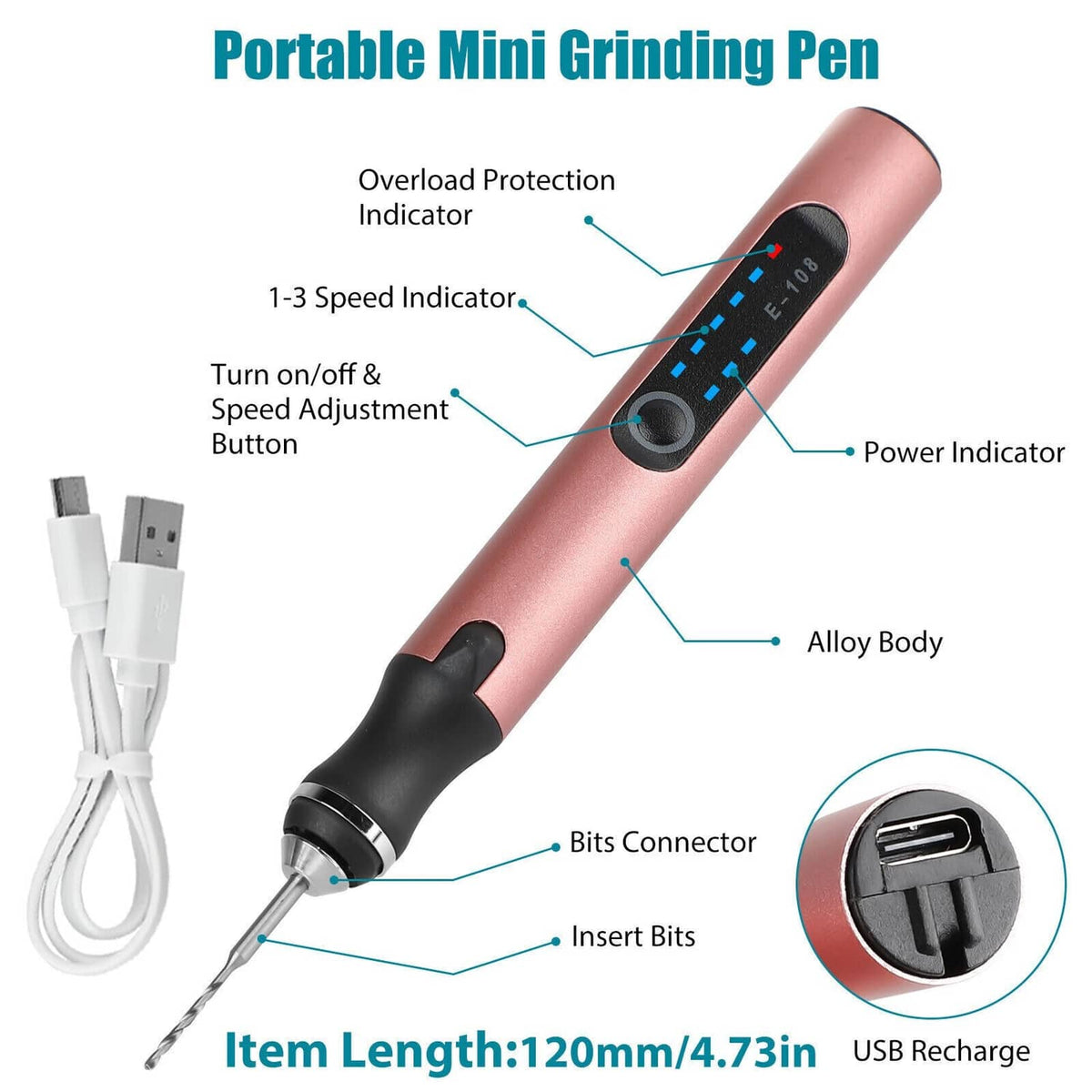 Solid Spare Engraving Pen with 33Bits Electric Cordless Rotary Tools Professional Engraver