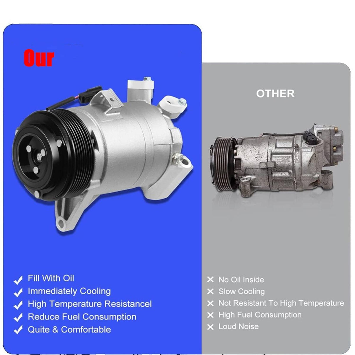 Solidspare A/C Compressor For 09-14 Nissan Maxima Murano Quest 14-19 Infiniti QX60 7 Groove