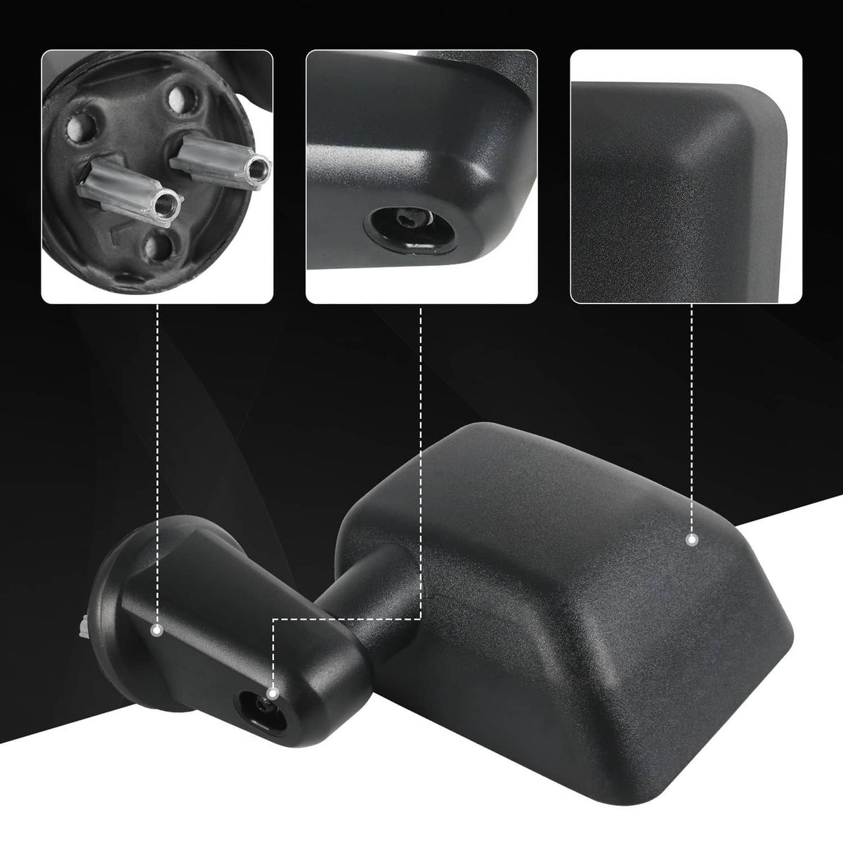 Solidspare Side Mirrors Manual Pair For 2007-2017 Jeep Wrangler JK Left +Right Black