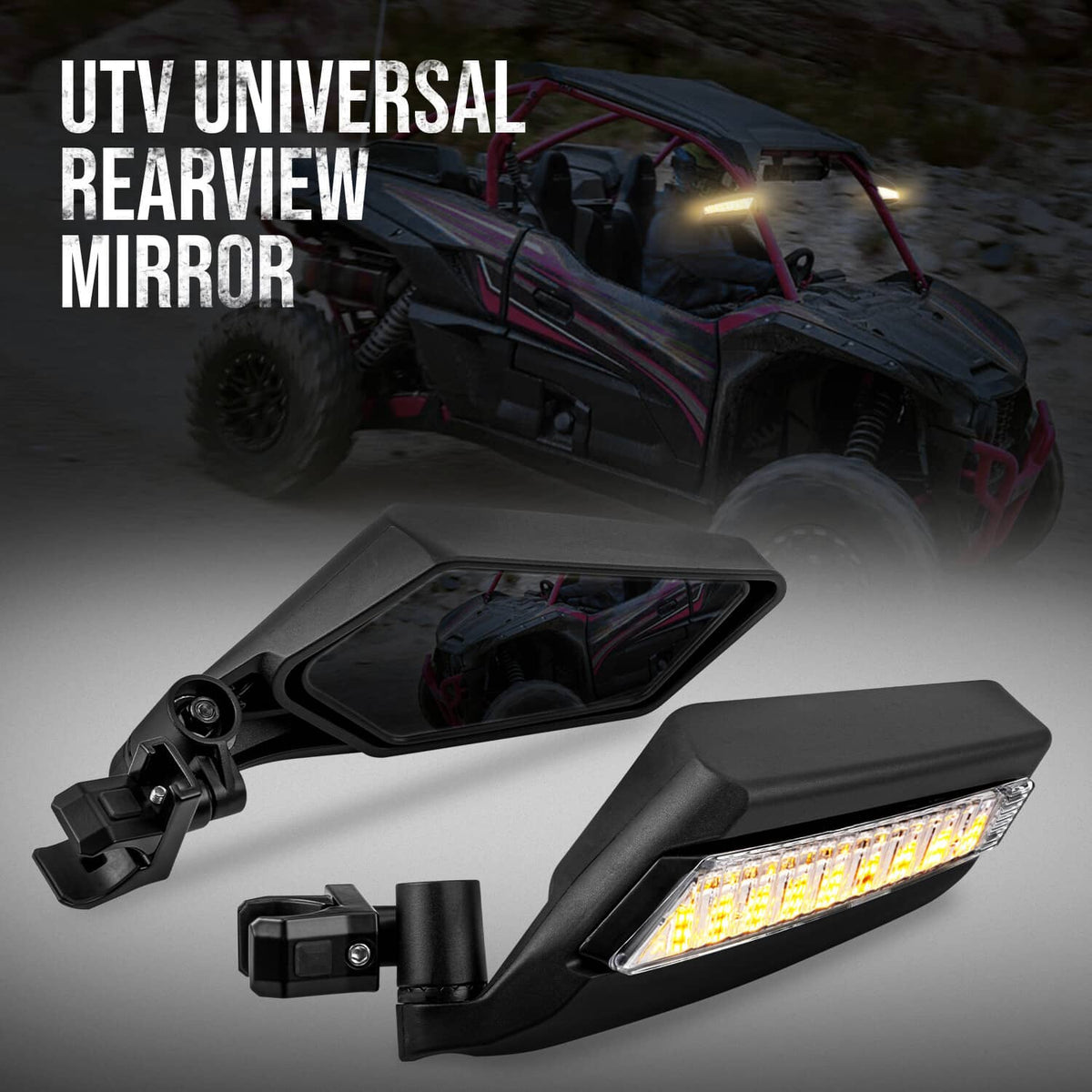 Solidspare UTV Side Racing Mirrors with LED Turn Signal Lights For Can Am Maverick X3 &Max