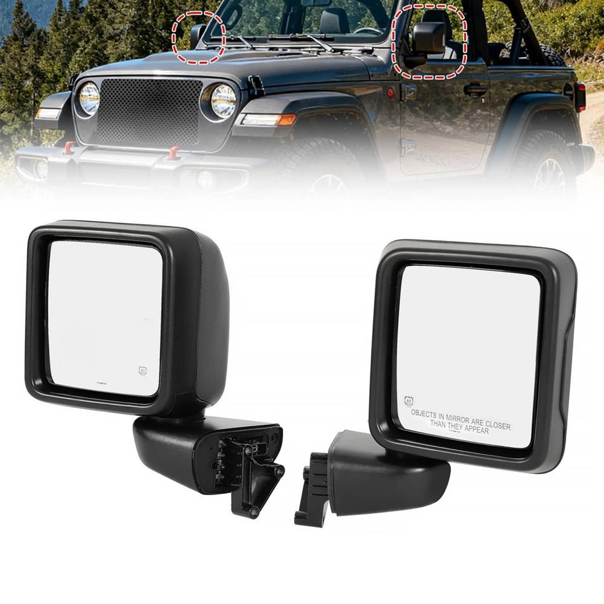 Solidspare Left & Right Power Heated Mirror Set for 2018-2024 Jeep Gladiator Wrangler JL