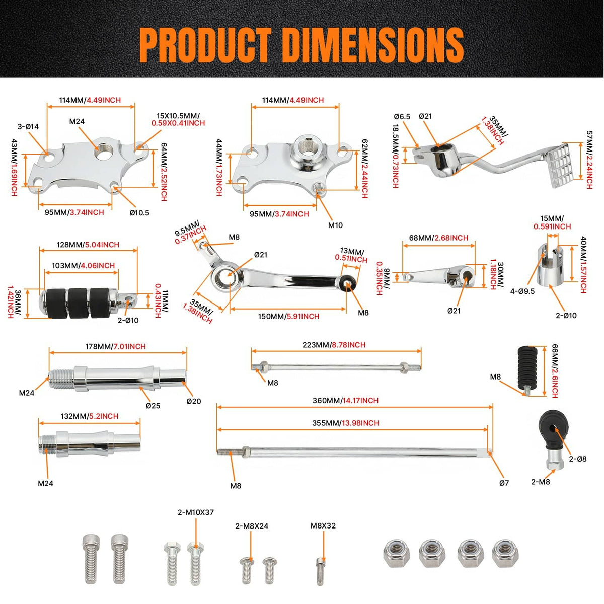 Solidspare Forward Controls Kit Pegs Levers Linkages For Harley 1991-03 Sportster 883 1200
