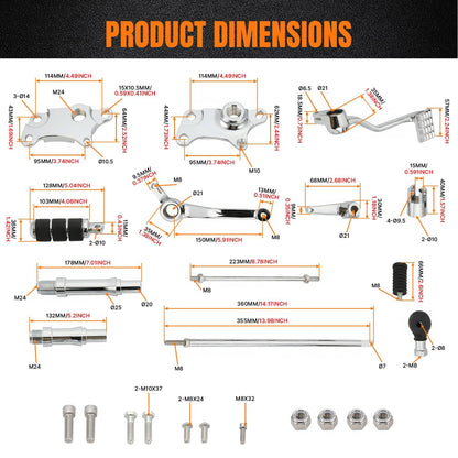 Solidspare Forward Controls Kit Pegs Levers Linkages For Harley 1991-03 Sportster 883 1200