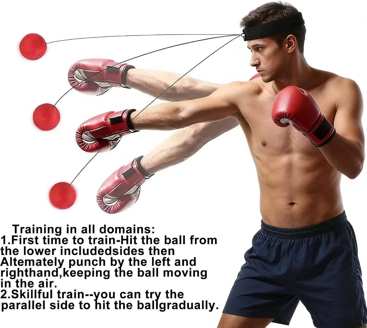 Solid Spare Boxing Reflex Ball with Adjustable Headbands, Training Equipment, Punching Ball