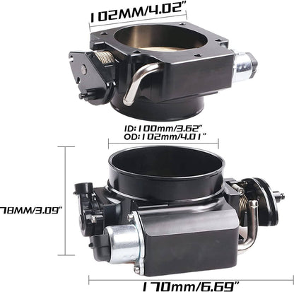 Solidspare 102MM LS Throttle Body with Position Sensors TPS IAC+Throttle Gas Cable Kits
