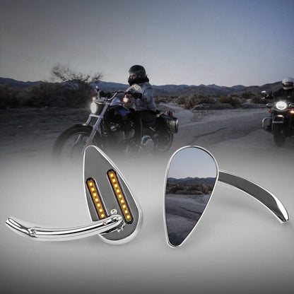 Solidspare Pair Left&Right Rear View Mirrors w/ LED Turn Signal For Harley Road Glide King