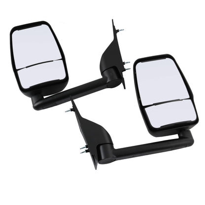 Solidspare LH + RH Pair Manual Tow Mirrors For 2003-2017 Chevy Express Savana Van Smooth