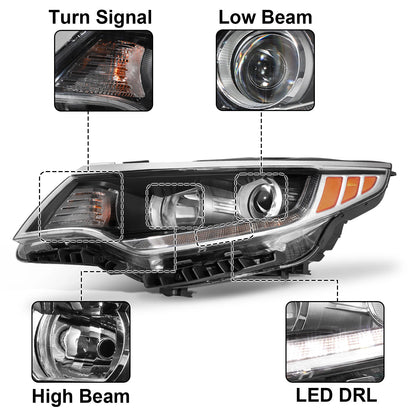 For 2016 2017 2018 Kia Optima LED DRL Headlights w/ Bulbs Headlamps Left & Right