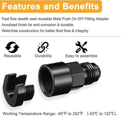Solidspare 20FT 6AN 3/8" E85 PTFE LS Swap EFI Fuel Line Fitting Nylon Braided Fuel Kit