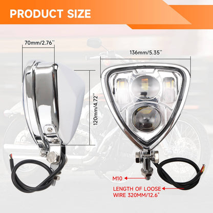 Solidspare LED Headlight Triangle Headlamp Assembly for Harley Chopper Bobber Cafe Racer
