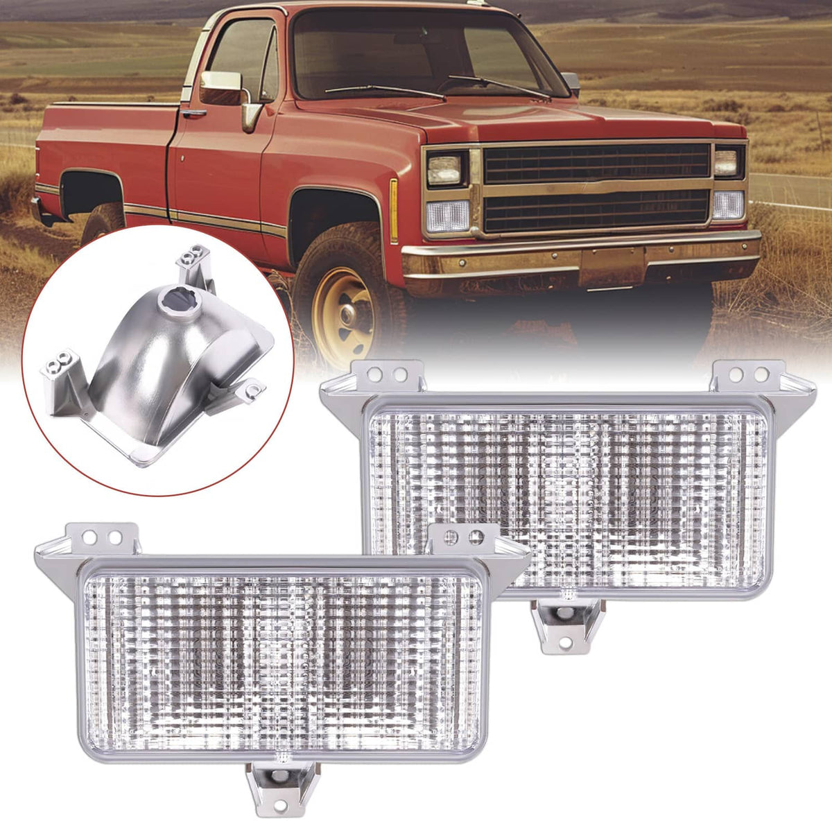 Solid Spare Turn Signal Corner Park Lights Lamps Pair For Chevy GMC 1983-1991 Pickup Truck