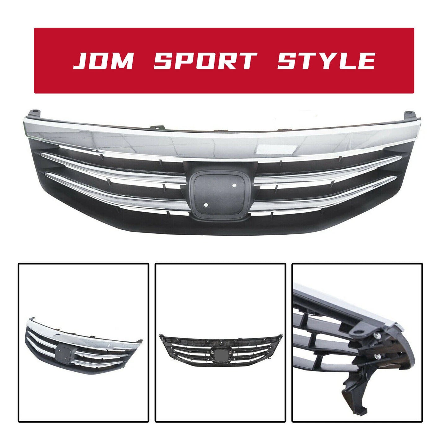 Front Radiator Bumper Grille Front Upper Chrome Grill Fit Honda Accord 2011-2012