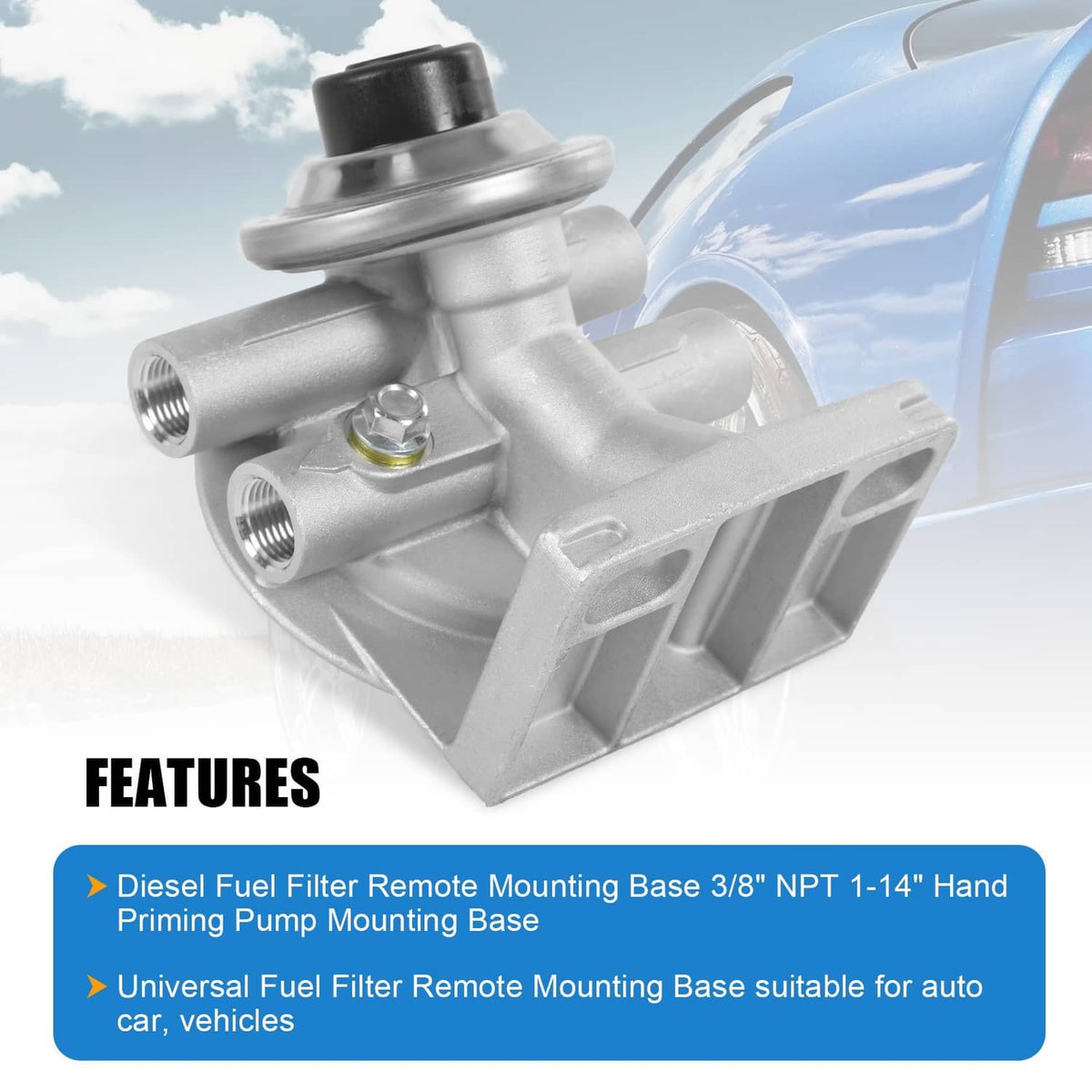 Solidspare Diesel Fuel Filter Mounting Base Hand Priming Pump M16X1.5MM 1-14" Spin On Mount
