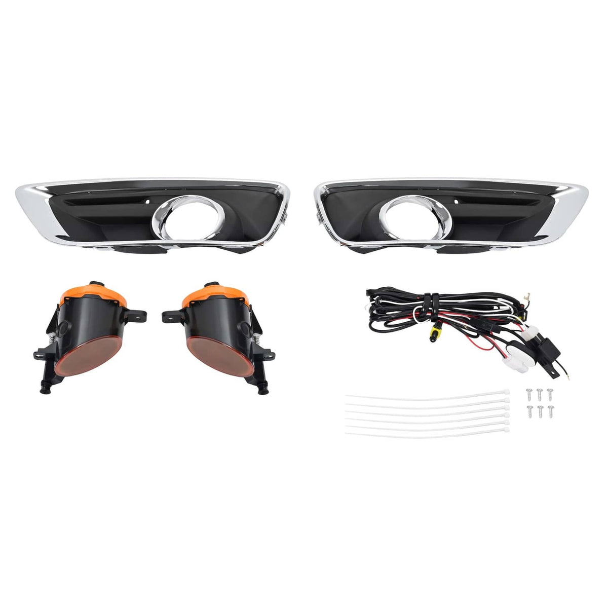 Solid Spare Front Bumper Fog Light Lamp w/Bezel Chrome Trim Set For Chevy Malibu 2013-2015